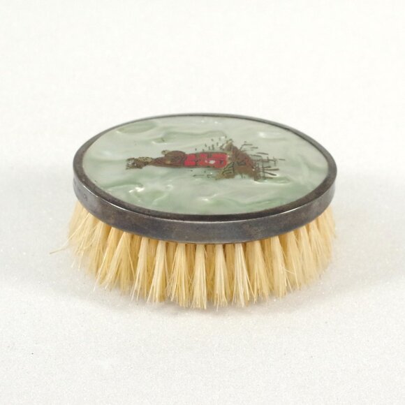 Antique Sterling Silver and Celluloid Clothes Brush Orientalist Style 1902 - Picture 4 of 5